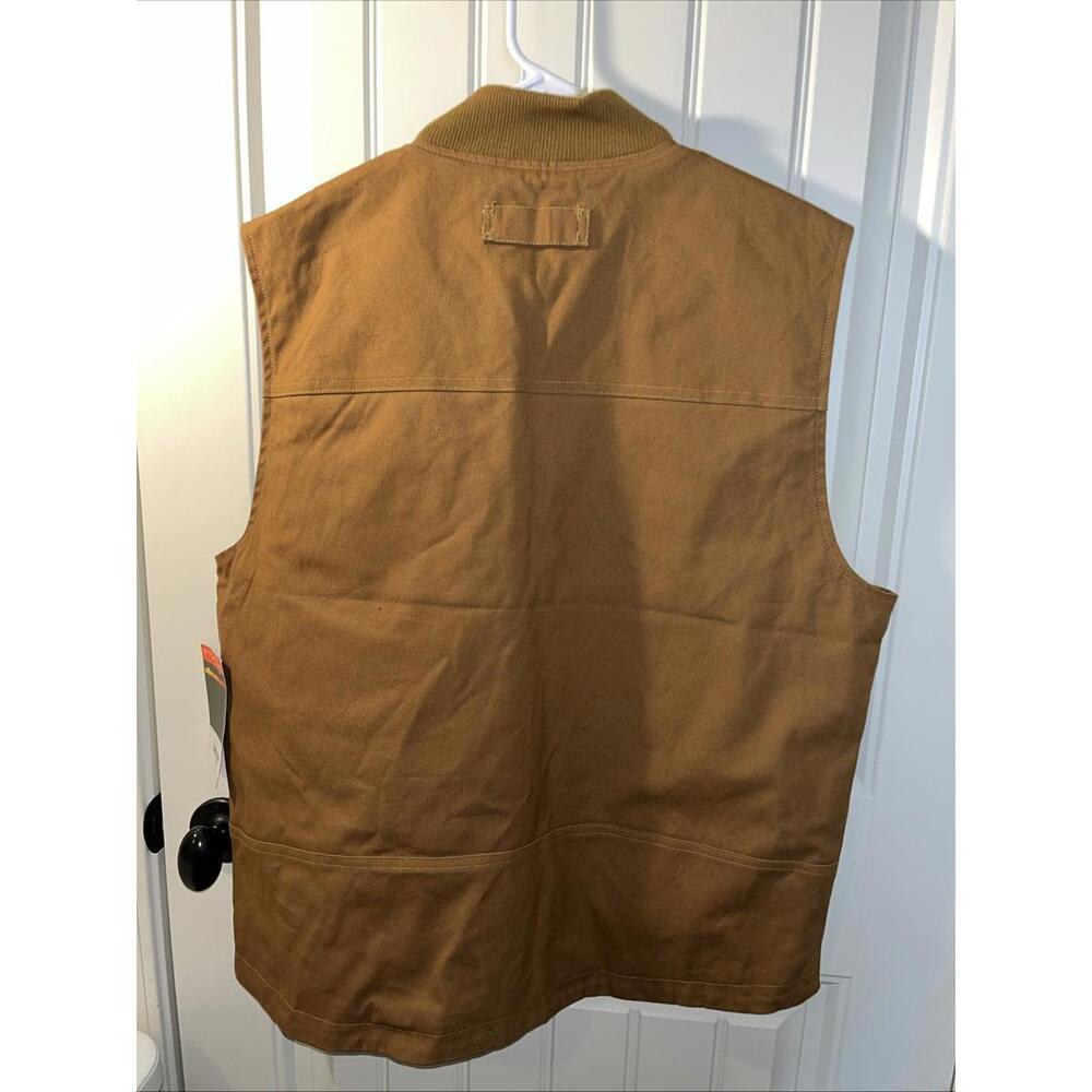 #346 Brown St. John’s Bay Vest Quality Menswear Outdoor 100% Cotton Shell Large - Picture 6 of 10